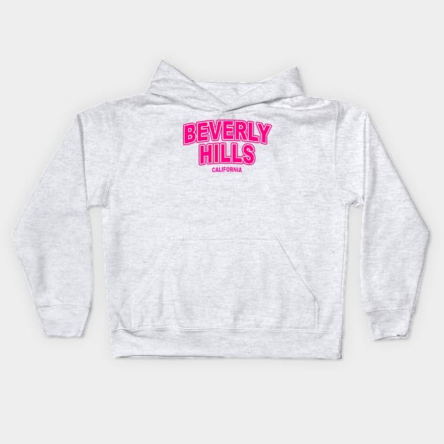 Beverly Hills California Pink Kids Hoodie by IdenticalExposure